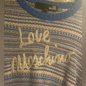 MOSCHINO Like new, logo designer crew neck striped sweater dress